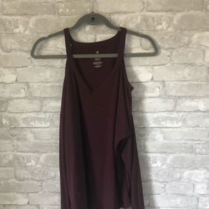 American eagle maroon cutout shoulder long sleeve